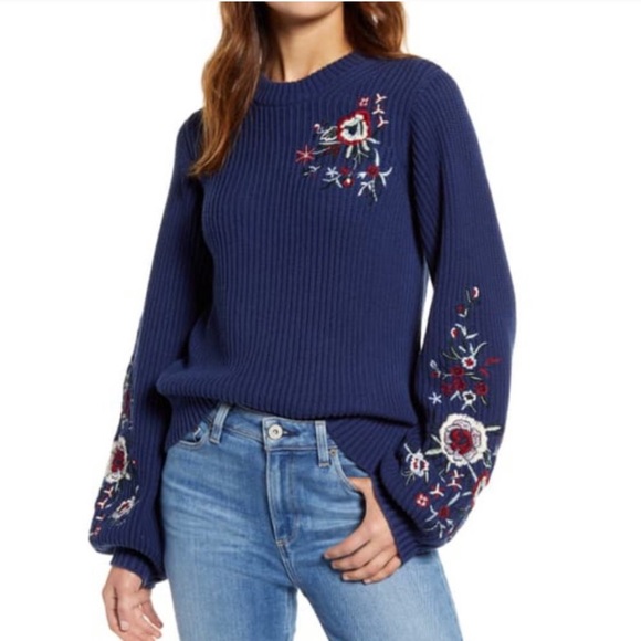 Lucky Brand Sweaters - Lucky Brand Floral Embroidered Pullover
